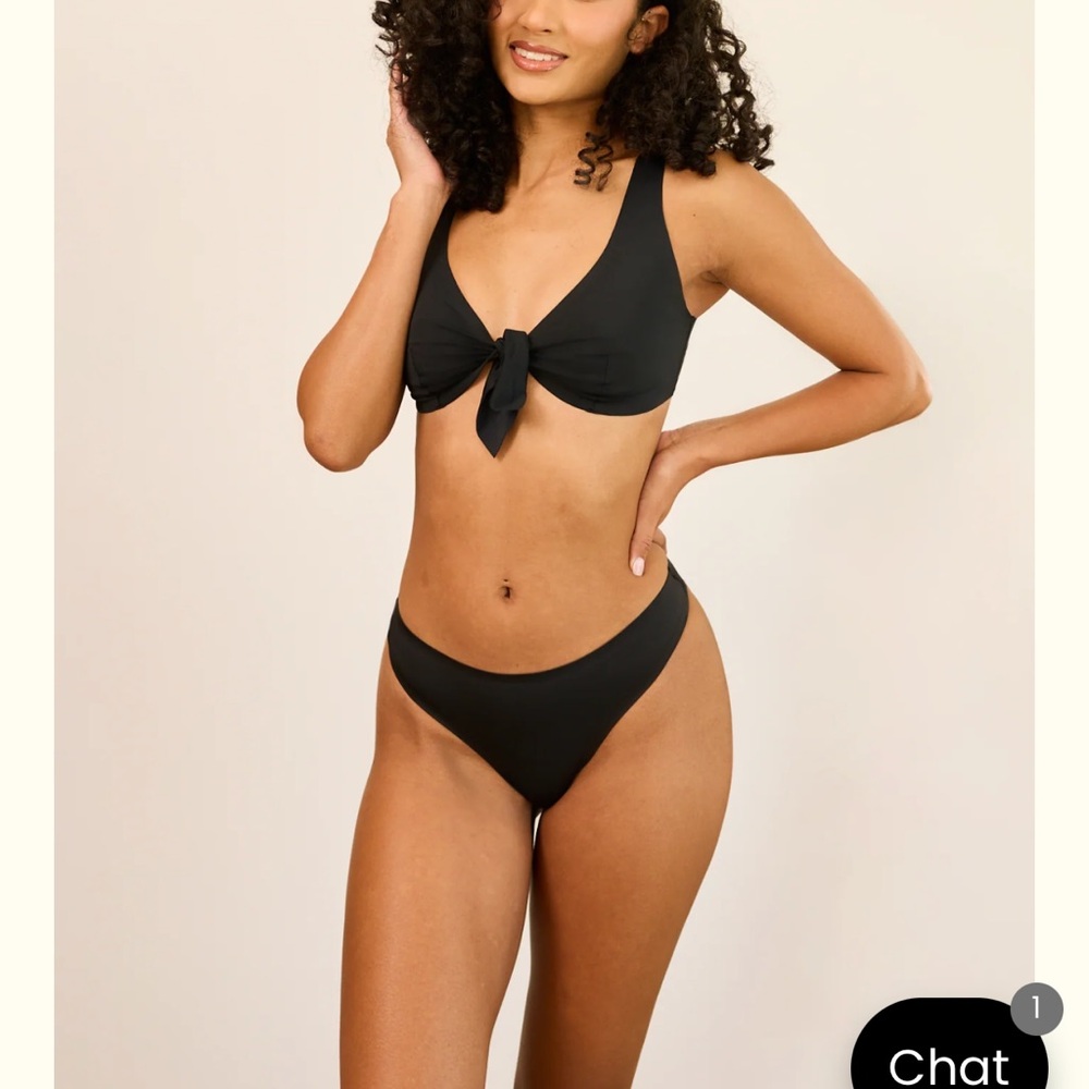 OneWith Huntington Thong Bikini Bottom in Black Abyss Size Large
